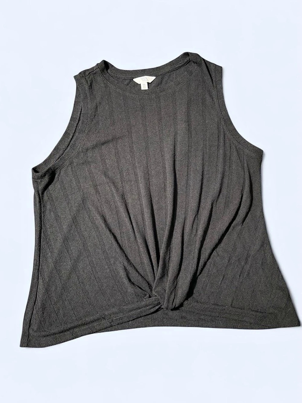 Time And Tru Women's Tie-Front Tank Top Black Tank Top